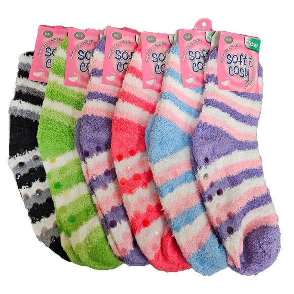 iBerryNY Accessories - Women Non-Slip Grip Socks Super Soft Winter Cozy Slipper Sock  Size 9-11 6 Pairs